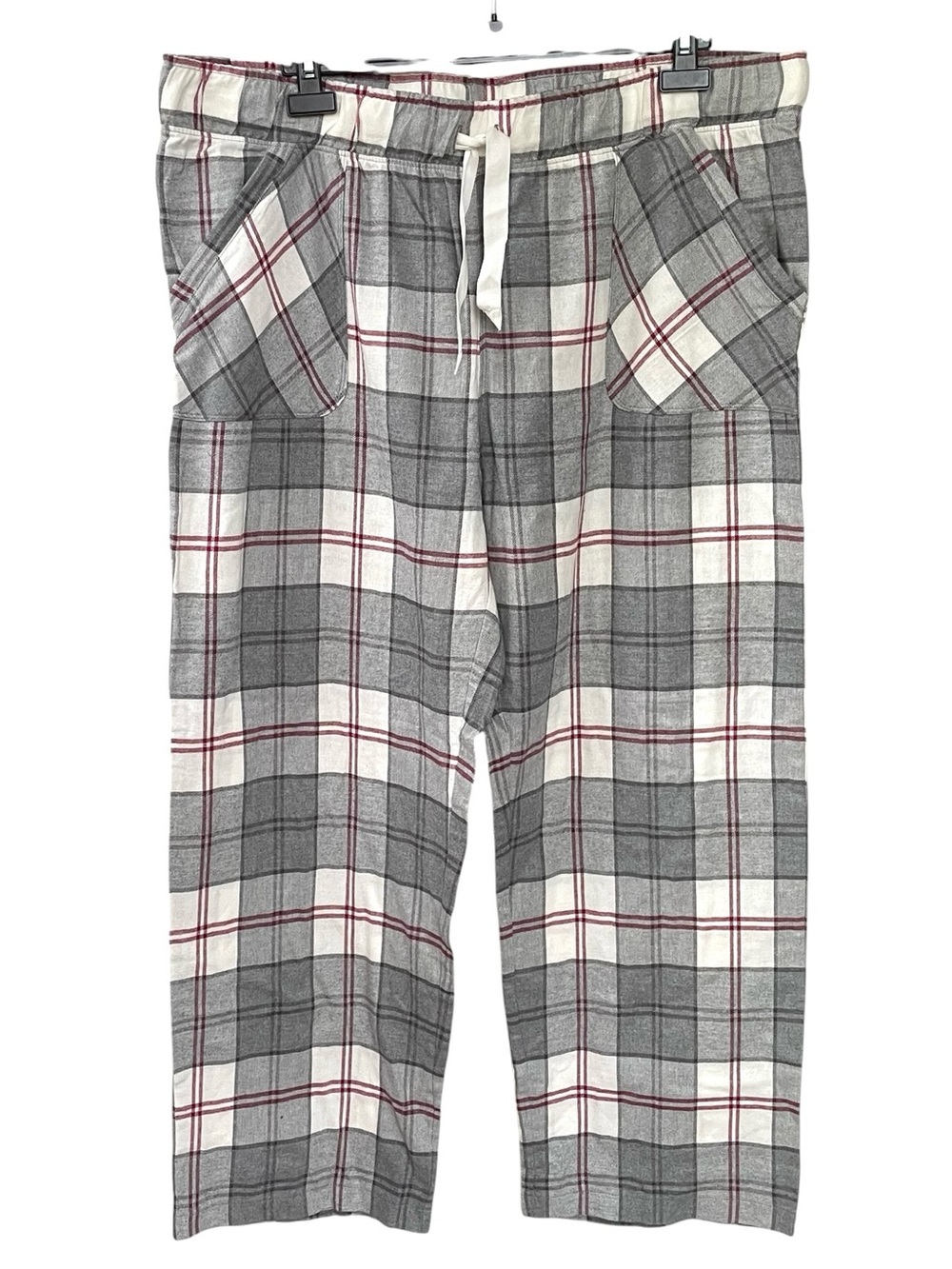 Denver Hayes Men’s Plaid PJ Bottoms Pants Sleepwear Grey Cream Red XXL